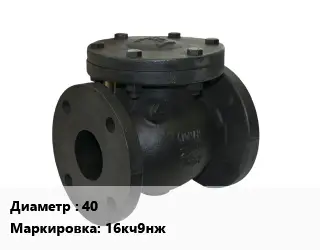 Клапан чугунный 40 16кч9нж Ру25 обратный, подъемный 300